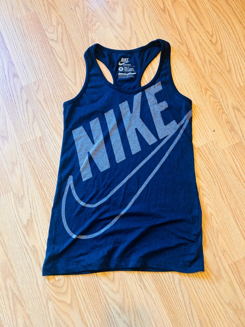 Women’s Nike Black Tank with Large Gray Logo Sz S